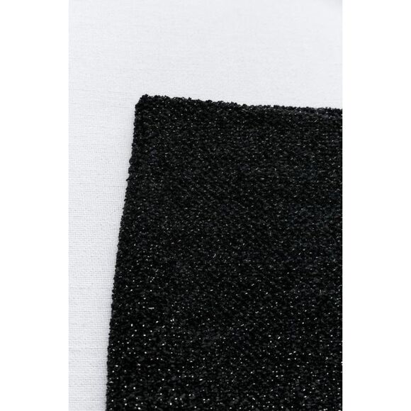 Black Zara Metallic Thread Boucle Elastic Waist Knit Pencil Midi Skirt (NWT) - Picture 8 of 10